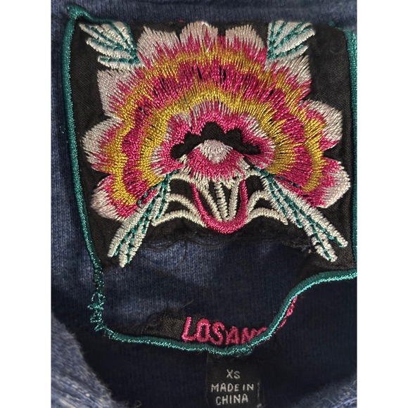 Johnny Was Hoodie & Jogger set Womens Blue Sun Floral Embroidery Full Zip XS - Picture 2 of 16